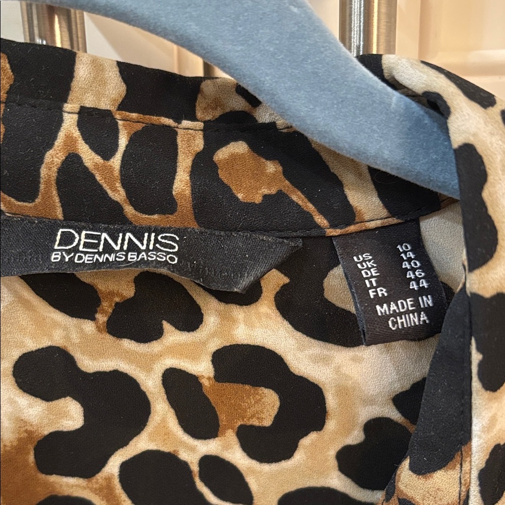 Dennis Basso Leopard Print Blouse - Black and Brown - Picture 2 of 3